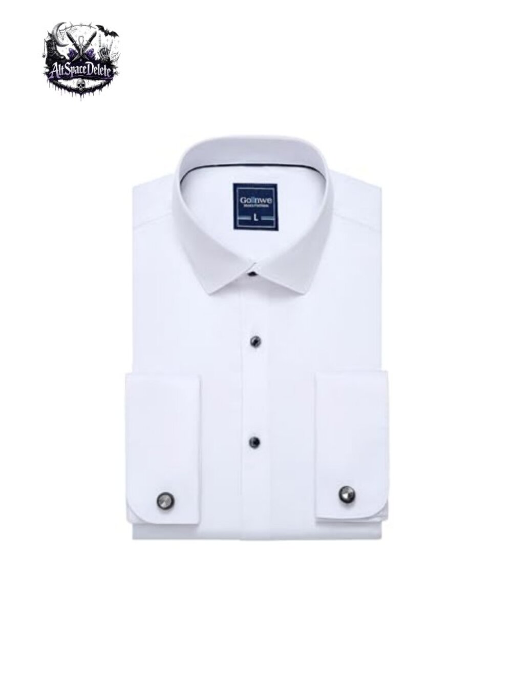 Slim Fit French Cuff Dress Shirt Stretch Wrinkle-Resistant with Metal Cufflinks